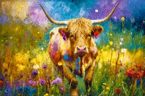 Wild und frei: Der Highlander in blühenden Feldern