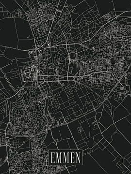 Emmen city map - City - Dark variant - Drenthe Map by Locus Studio