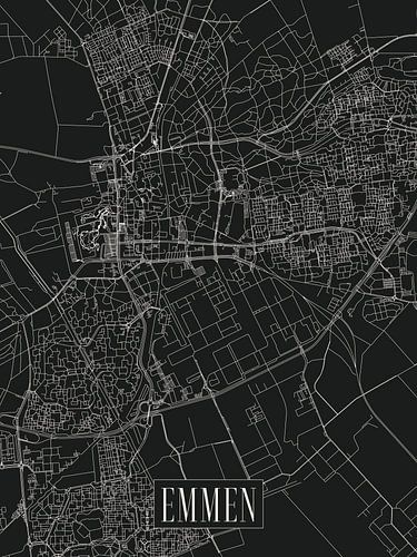 Stadskaart Emmen - Stad - Donkere variant - Drenthe Plattegrond