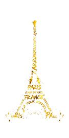Digital-Art Eiffel Tower | Panoramic white & golden by Melanie Viola