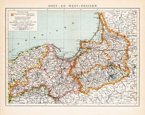 Vintage kaart Oost en West Pruisen van Studio Wunderkammer