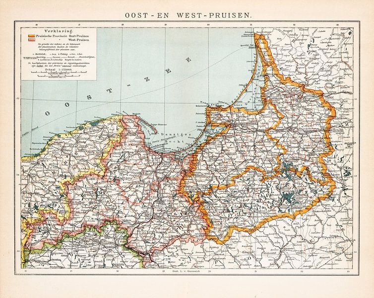 Vintage map East and West Prussia by Studio Wunderkammer
