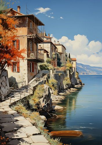 Italy poster art print lake