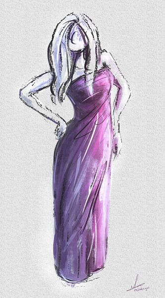 Abstract work - lady with pink dress by Emiel de Lange