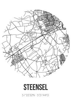 Steensel (Noord-Brabant) | Karte | Schwarz und Weiß von Rezona