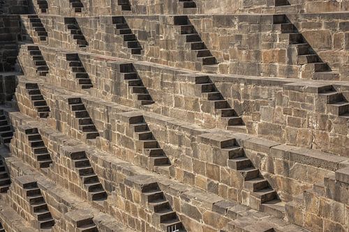 Detail of the old stepwell in India in Chand Baori
