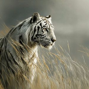 Der weiße Tiger im Morgennebel