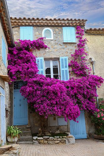 Maison médiévale avec bougainvillier au Castellet