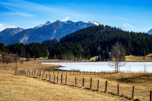 Het bevroren meer Gerold in de Alpen