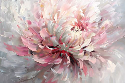 Abstract schilderij van een chrysant bloem