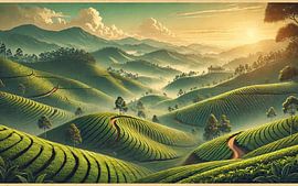Vintage Sri Lanka, Tea Plantations Poster by Chromatic Fusion Studio