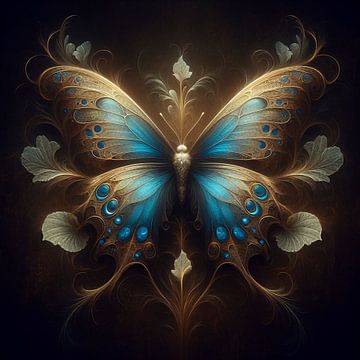 Vlinder in blauw van Betty Maria Digital Art