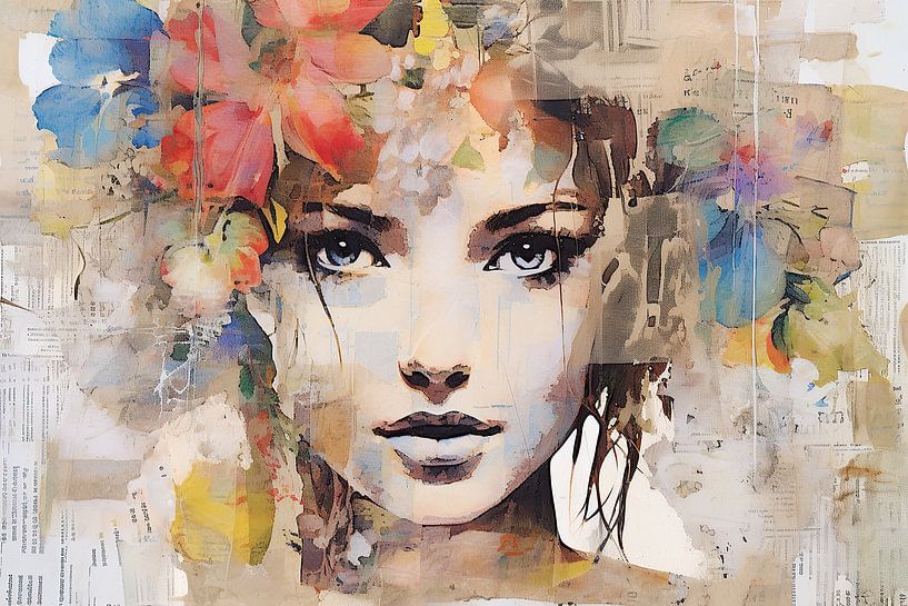 Lynn | Modern Portrait Collage by ARTEO Paintings
