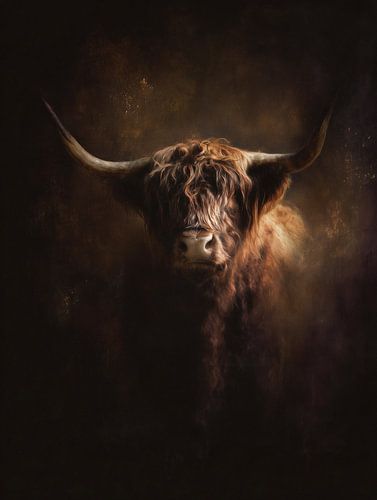 Schotse Hooglander fine art portret in warme tinten
