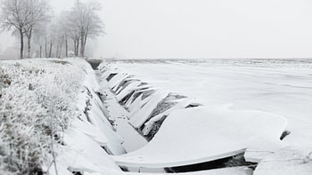 Winter landscape with ice