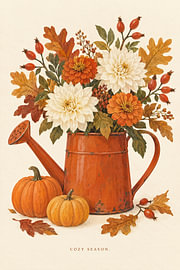 Cozy Season – Gießkanne mit Herbststrauß von Albert Klee