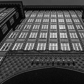 Chilehaus im Hamburger Kontorviertel  (Schwarz-Weiß von Sascha Reuen