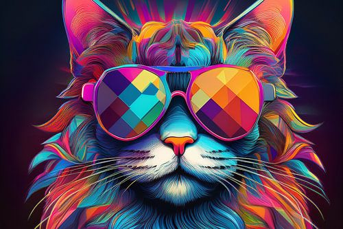 Kat met zonnebril