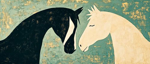 Tegenpolen in harmonie - paardenblik Zwarte gratie, wit