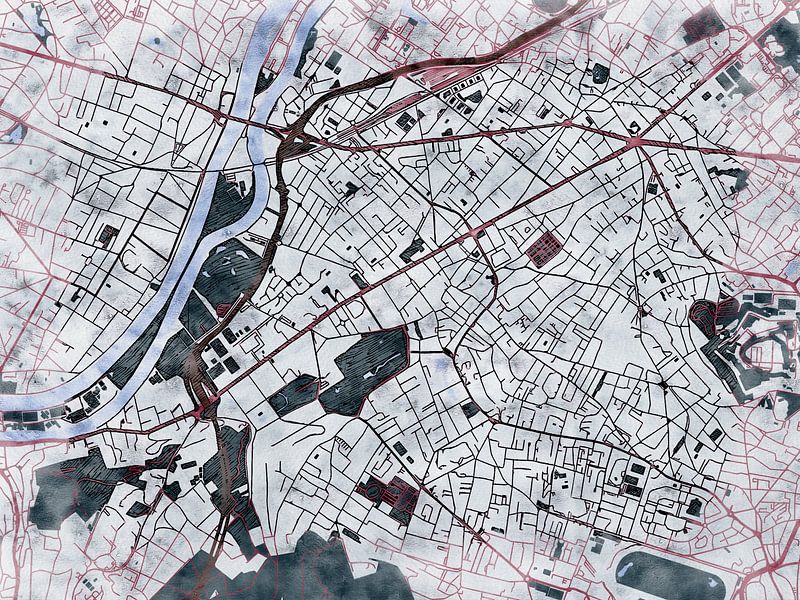 Map of Rueil-Malmaison with the style 'White Winter' by Maporia