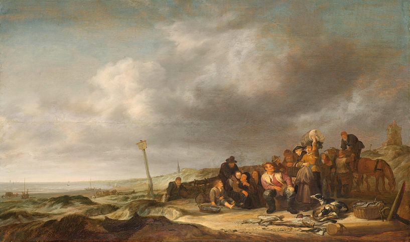 Strand mit Fischern, Simon de Vlieger, 1630 - 1653 von Marieke de Koning
