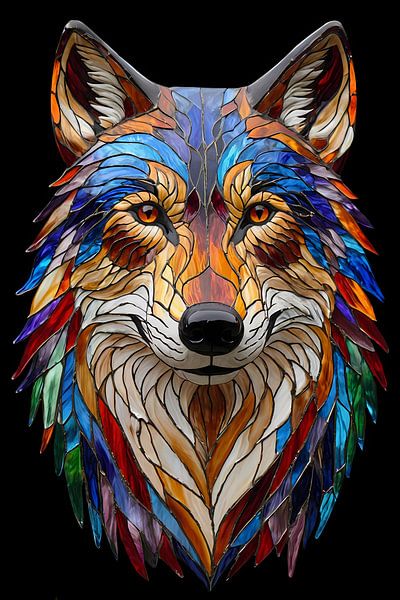 Mystical Wolf in Stained Glass Artistry by Art & Soul Creations