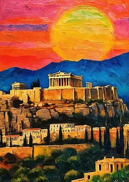 De Akropolis van Athene Zonsondergang van MIROKKU