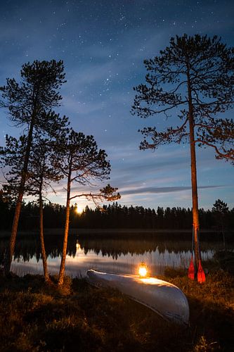 Canoeing in nature, stars, lantern by Wahid Fayumzadah