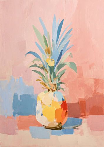 Pastel still life - pineapple & vase