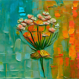 Abstract Botanisch:  Kleurrijke uitgebloeide berenklauw