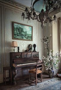 Piano in abandoned house by Inge van den Brande