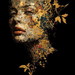 Modernes Frauenportrait mit Blumen