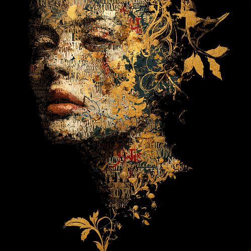 Portrait moderne d'une femme avec des fleurs