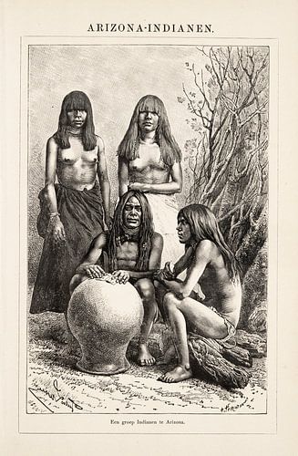 Antieke gravure Arizona Indianen