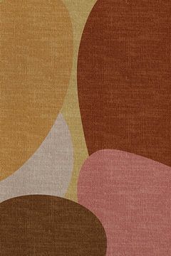 Moderne abstracte geometrische organische retrovormen in aardetinten: geel, bruin, terra, roze, beig van Dina Dankers