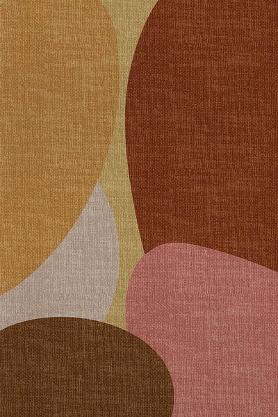 Modern abstract geometric organic retro shapes in earthy tints: yellow, brown, terra, pink, beige by Dina Dankers