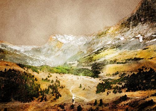 Suisse Wengen paysage peinture #Switzerland