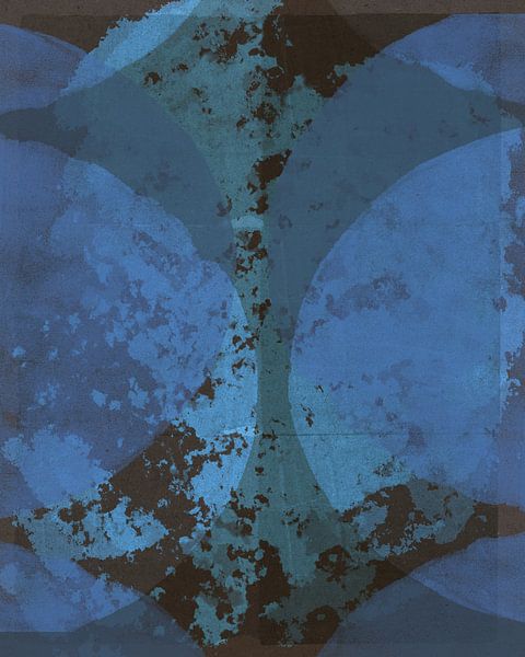 Modern abstract art. Shapes in blue, teal and brown. by Dina Dankers