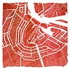 Amsterdam Canal Ring City map Red Square with White frame by WorldMapShop