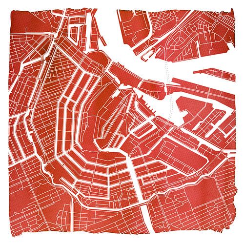Amsterdam Canal Ring City map Red Square with White frame