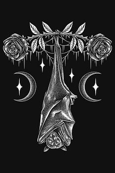 Die Umarmung im Mondlicht – Gothic-Fledermaus und Rosen