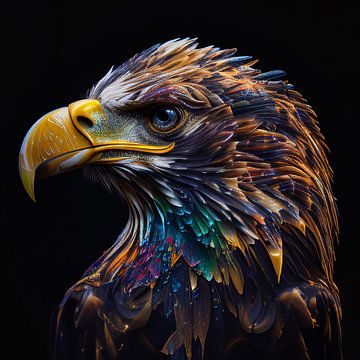 Illustration colorée d'un aigle majestueux. sur Henk van Holten