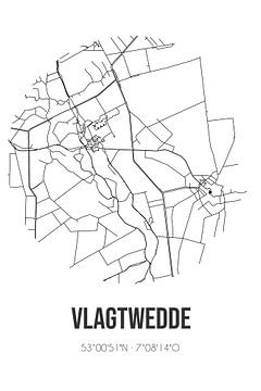 Vlagtwedde (Groningen) | Landkaart | Zwart-wit van Rezona