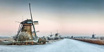 Windmühlen bei Kinderdijk im Winter von Frans Lemmens