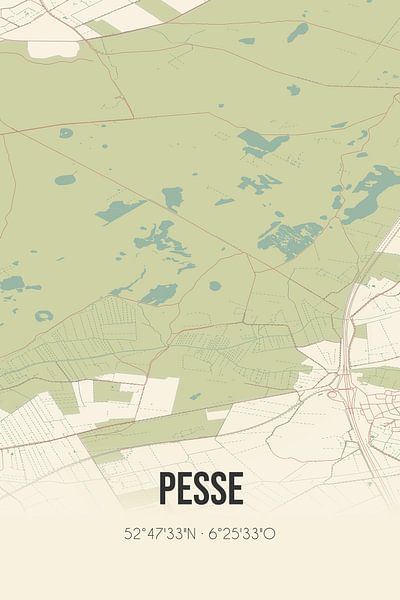 Vintage map of Pesse (Drenthe) by Prints of Place
