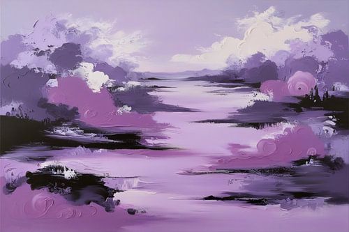Peinture abstraite de paysage violet