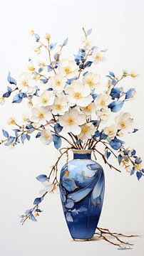 Trockenblumen in einer Kintsugi-Vase von Gelissen Artworks