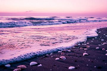 Rustig strand bij zonsopgang van Art & Soul Creations
