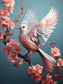 Belles plumes bleues et roses