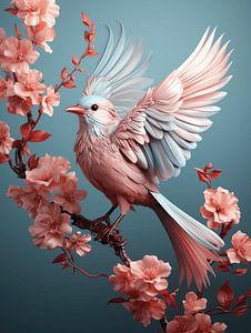 Beautiful feathers | blauw en roze van Eva Lee